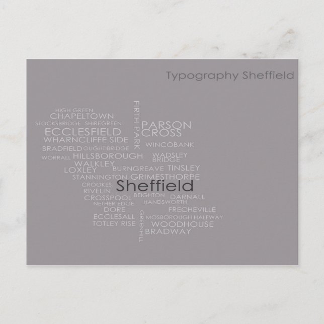 Sheffield Typography Map Postcard (Front)