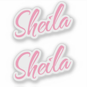 Sheila name pink cursive script lettering x2