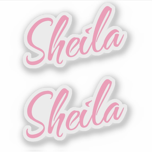 Sheila name pink cursive script lettering x2 (Front)
