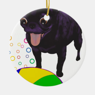 Sheila's Pug - Ball Love Ceramic Tree Decoration