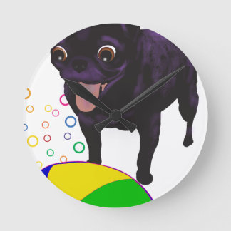 Sheila's Pug - Ball Love Round Clock