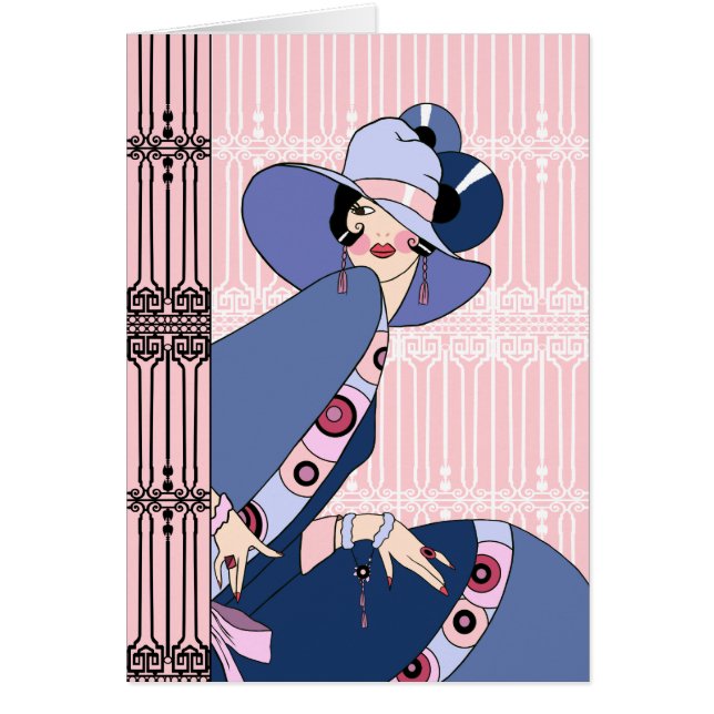 Shelby, 1920s Art Deco Lady in Pink and Blue (Front)