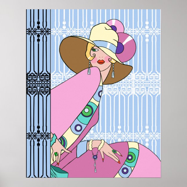 Shelby, 1920s Lady in Blue and Pink Poster (Front)