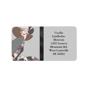 Shelby, 1920s Lady in Grey and Rose Label