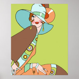 Shelby, 1920s Lady in Kiwi and Brown Poster