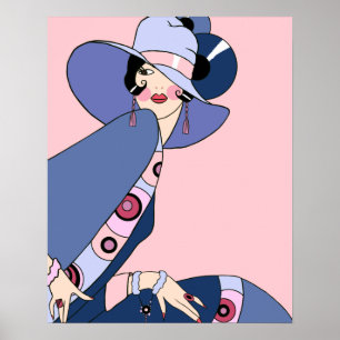 Shelby, 1920s Lady in Pink and Blue Poster