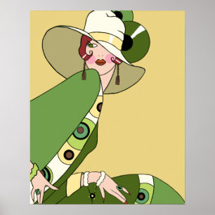 Shelby, 1920s Lady in Yellow and Olive Poster