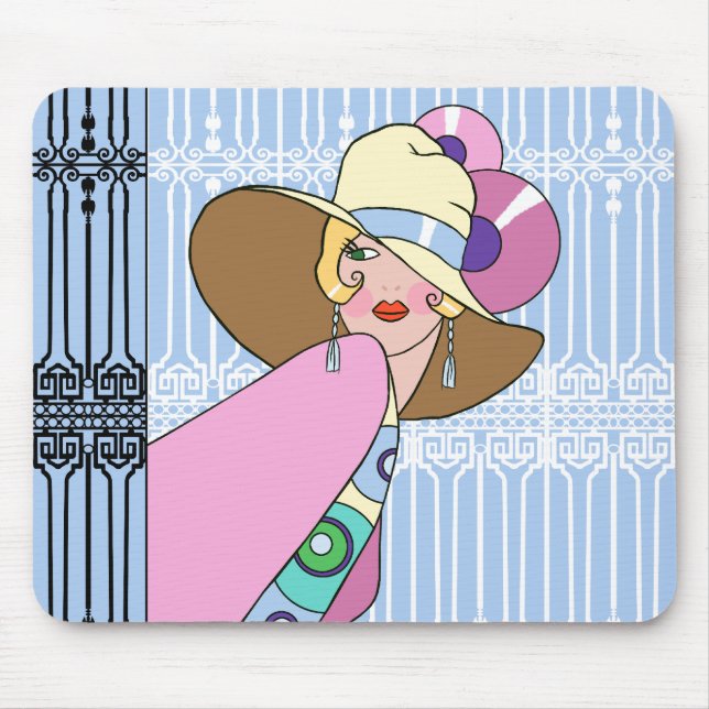 Shelby, 1930s Lady in Blue and Pink Mouse Mat (Front)