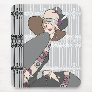 Shelby, 1930s Lady in Grey and Rose Mouse Mat