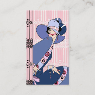 Shelby, 1930s Lady in Pink and Blue Business Card