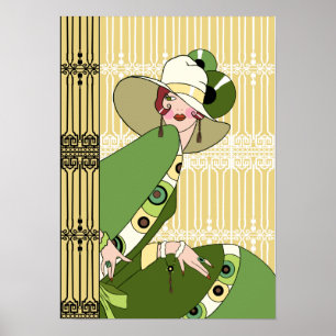 Shelby, 1930s Lady in Yellow and Olive Poster
