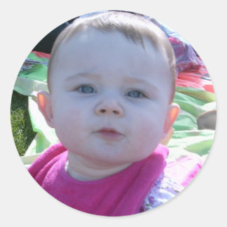 Shelby at 10 months classic round sticker
