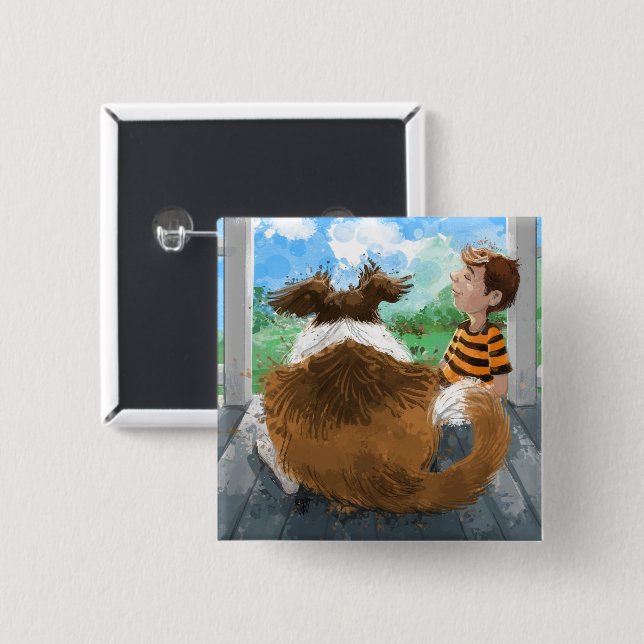 Sheldon and Davie Relaxing 15 Cm Square Badge (Front & Back)