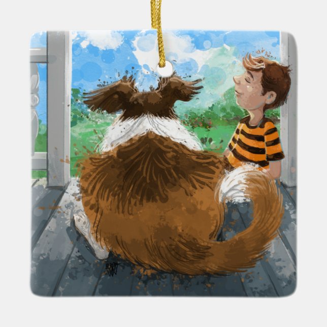 Sheldon and Davie Relaxing Ceramic Ornament (Front)