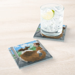 Sheldon and Davie Relaxing Glass Coaster