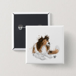 Sheldon the Sheltie 15 Cm Square Badge