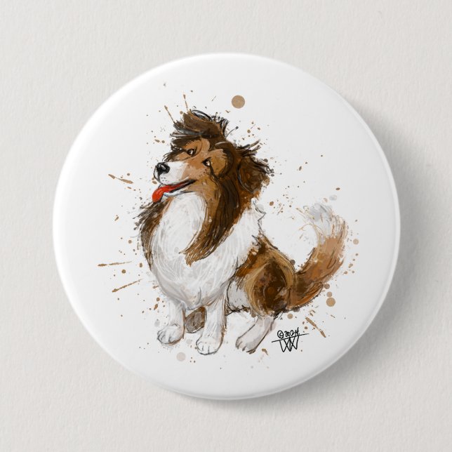 Sheldon the Sheltie 7.5 Cm Round Badge (Front)