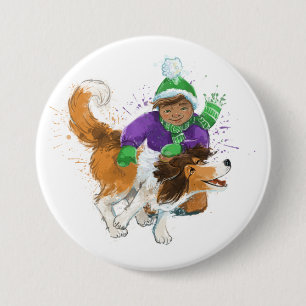 Sheldon the Sheltie and His Boy 7.5 Cm Round Badge