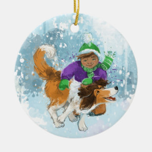 Sheldon the Sheltie and His Boy Ceramic Tree Decoration