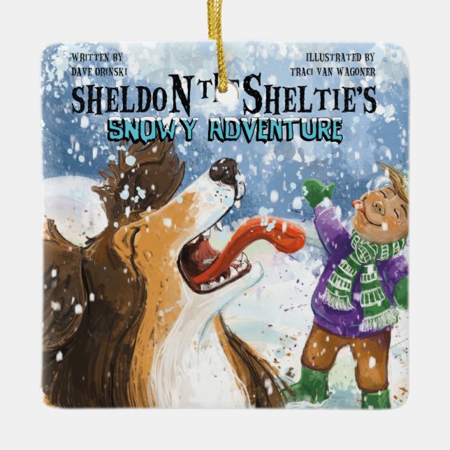 Sheldon the Sheltie Ceramic Ornament (Front)