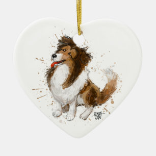 Sheldon the Sheltie Ceramic Tree Decoration