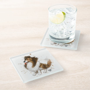 Sheldon the Sheltie Glass Coaster