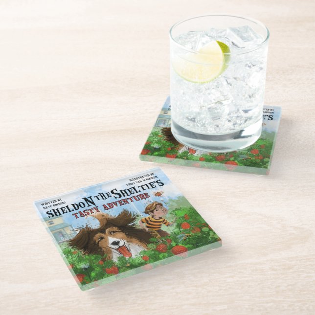 Sheldon the Sheltie Glass Coaster (Angled)