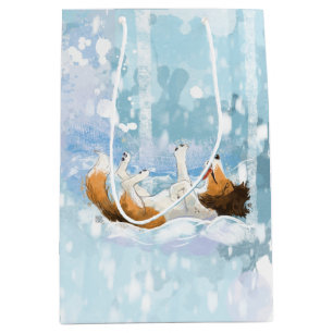 Sheldon the Sheltie Plays in the Snow Medium Gift Bag