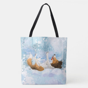 Sheldon the Sheltie Plays in the Snow Tote Bag