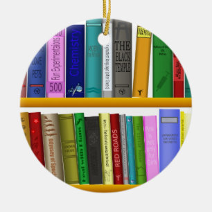 shelf books library reading ceramic tree decoration