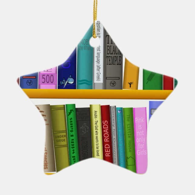 shelf books library reading ceramic tree decoration (Front)