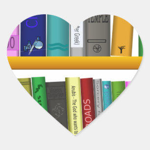 shelf books library reading heart sticker