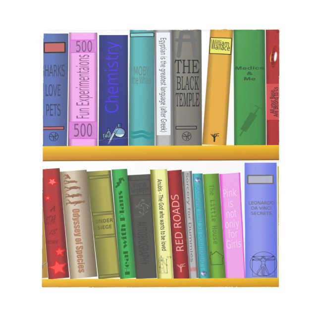 shelf books library reading notepad (Front)