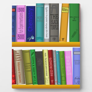 shelf books library reading plaque