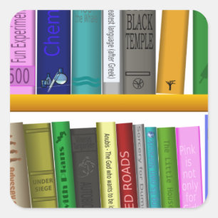 shelf books library reading square sticker