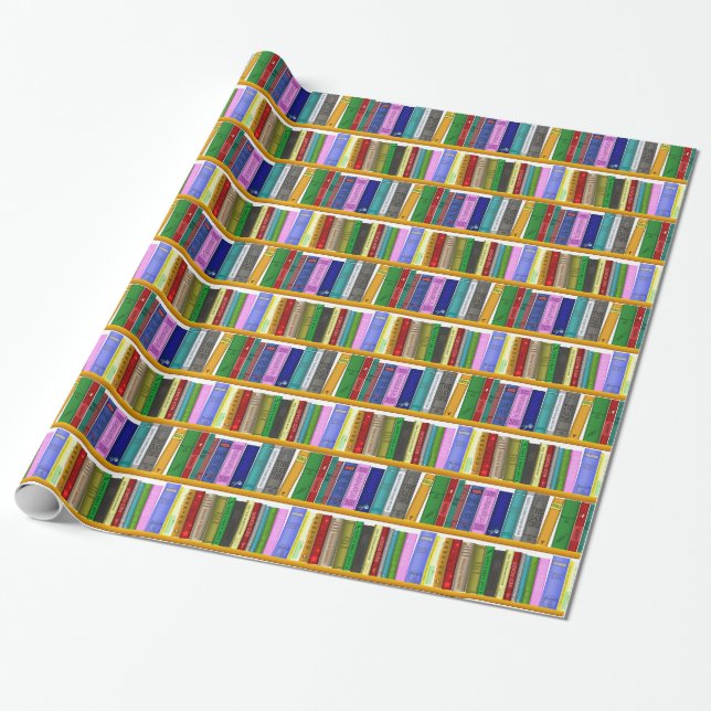 shelf books library reading wrapping paper (Unrolled)