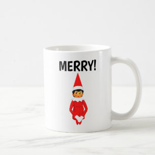 SHELF SITTING ELF CHRISTMAS COFFEE MUGS
