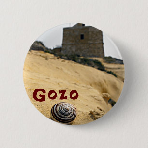Shell and Tower, Gozo, Malta 6 Cm Round Badge