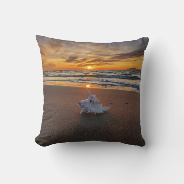 Shell At The Beach At Sunset | Kos Island Cushion (Front)