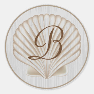 Shell B Monogram Classic Round Sticker