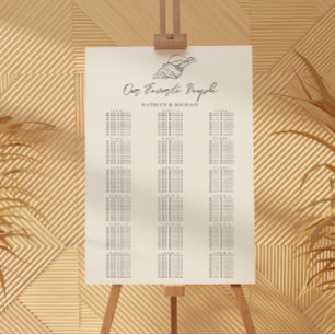 Shell Beach Coastal Wedding 18 Table Seating Chart