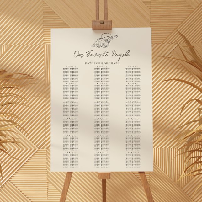 Shell Beach Coastal Wedding 18 Table Seating Chart (Creator Uploaded)