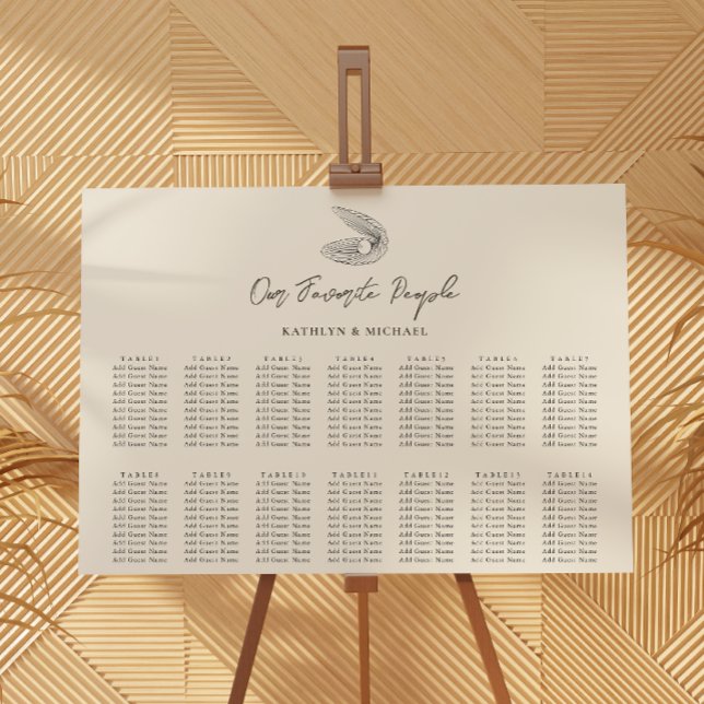 Shell Beach Ocean Wedding 14 Table Seating Charts (Creator Uploaded)