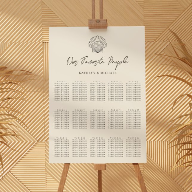 Shell Beach Ocean Wedding 15 Table Seating Charts (Creator Uploaded)