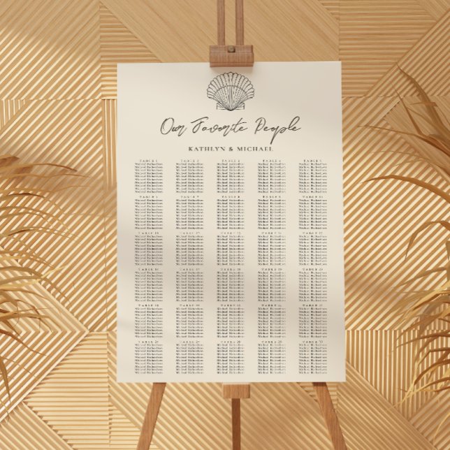 Shell Beach Ocean Wedding 30 Table Seating Charts (Creator Uploaded)