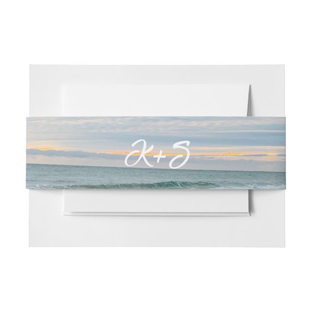 Shell Beach Sunrise Wedding Invitation Belly Band (Front Example)