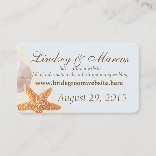 Shell Beach Wedding Information Cards (Front)