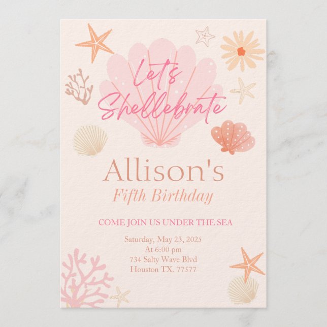 Shell Birthday Invitation  (Front)