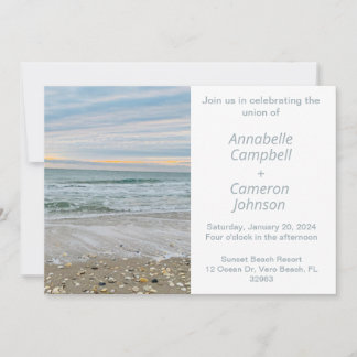 Shell Blue Beach Wedding Invitation 