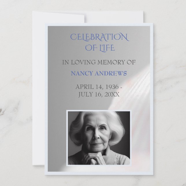 Shell Blue Funeral Memorial Ceremony Invitation (Front)